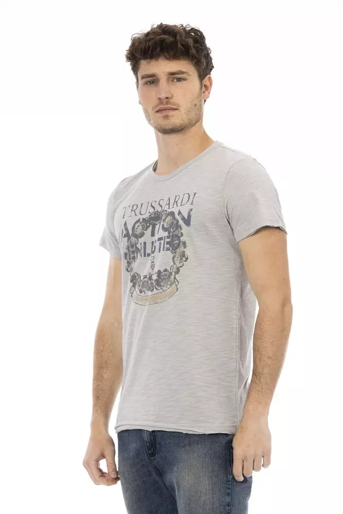 "Gray Cotton Men T-Shirt"