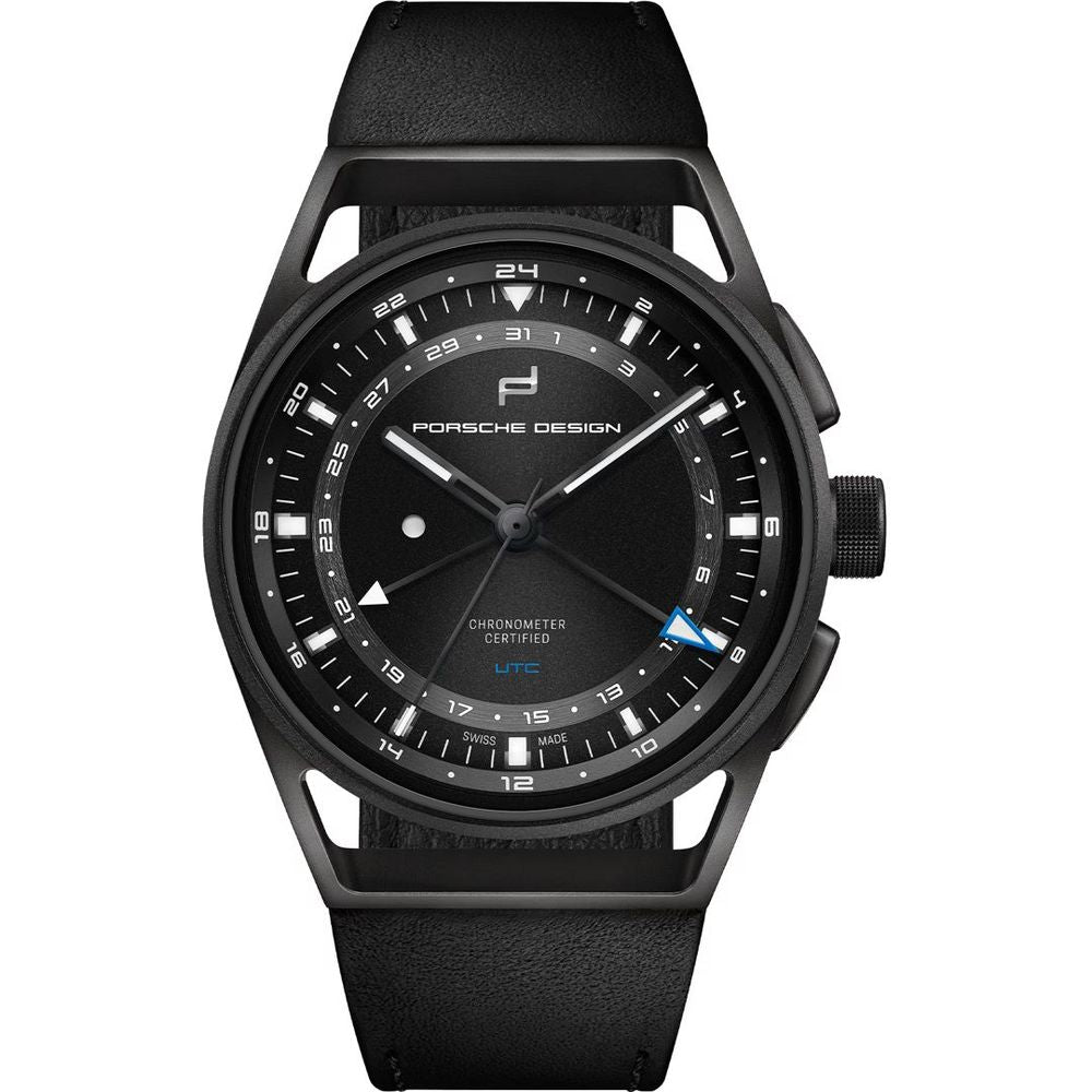 Black Leather Watch Porsche