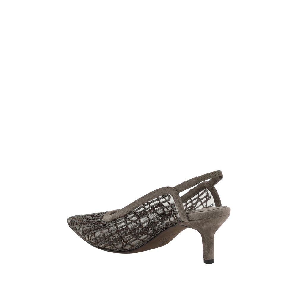 Pumps with iconic embellishments