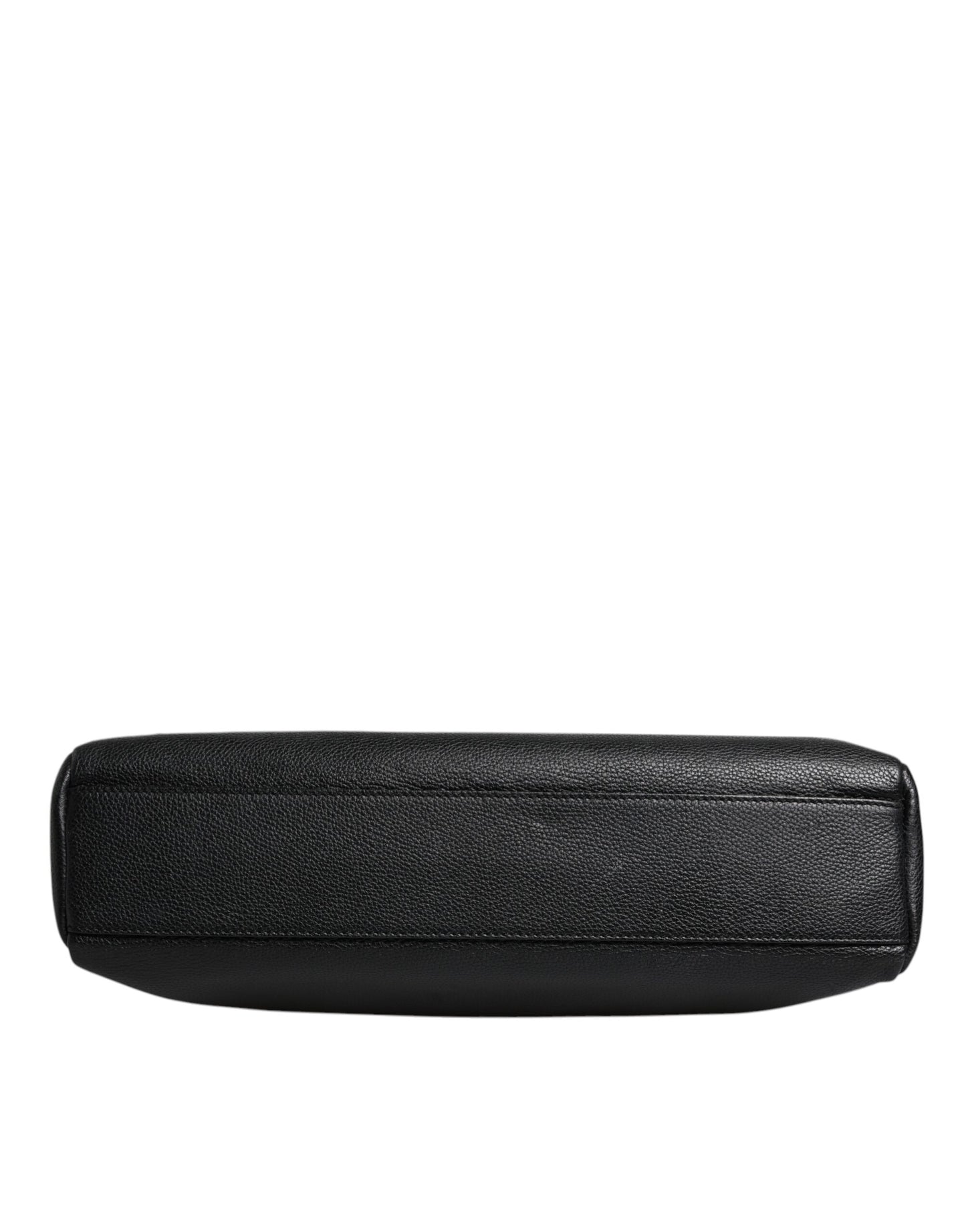 Black Logo Plaque Leather Messenger Shoulder Strap Bag