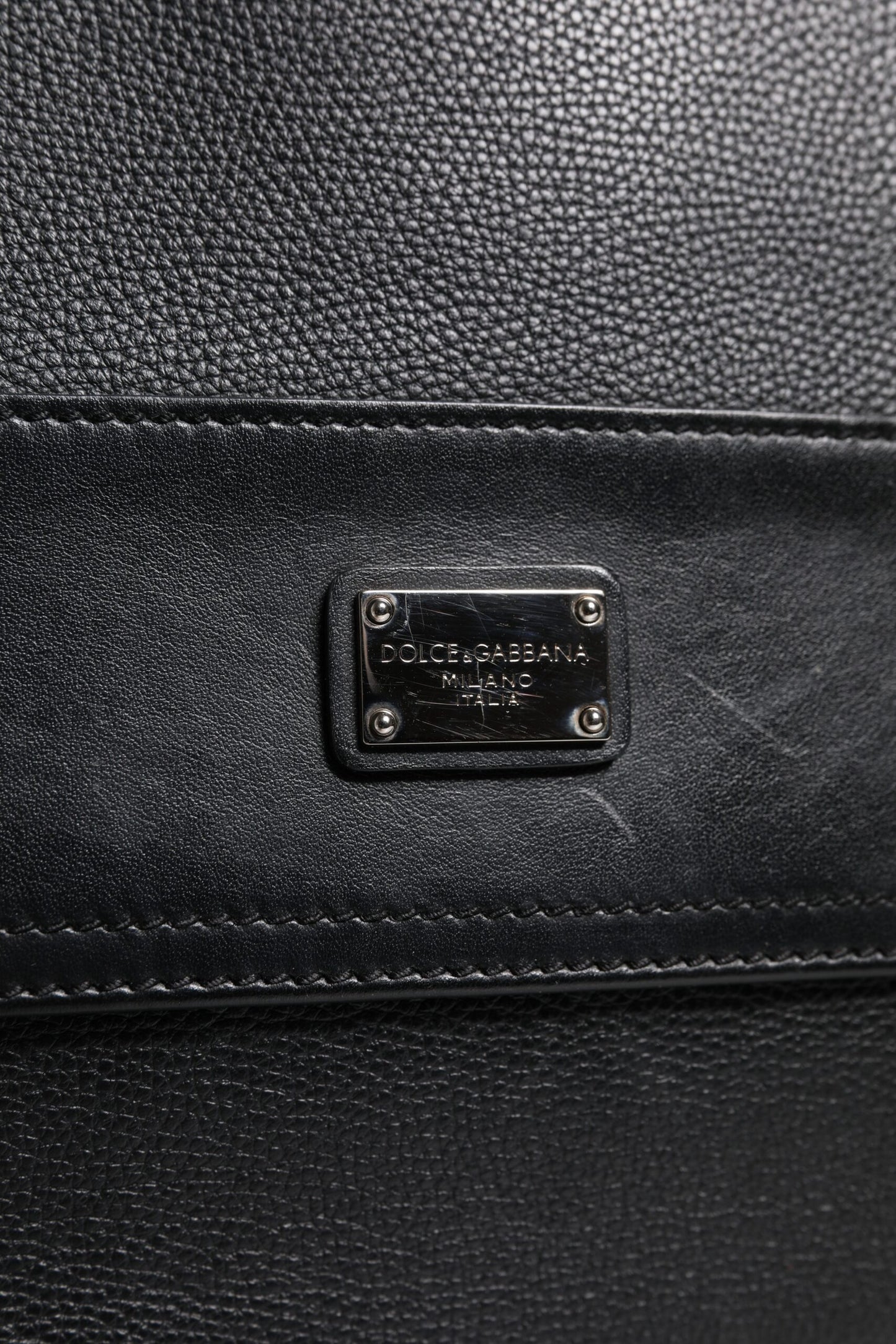 Black Logo Plaque Leather Messenger Shoulder Strap Bag