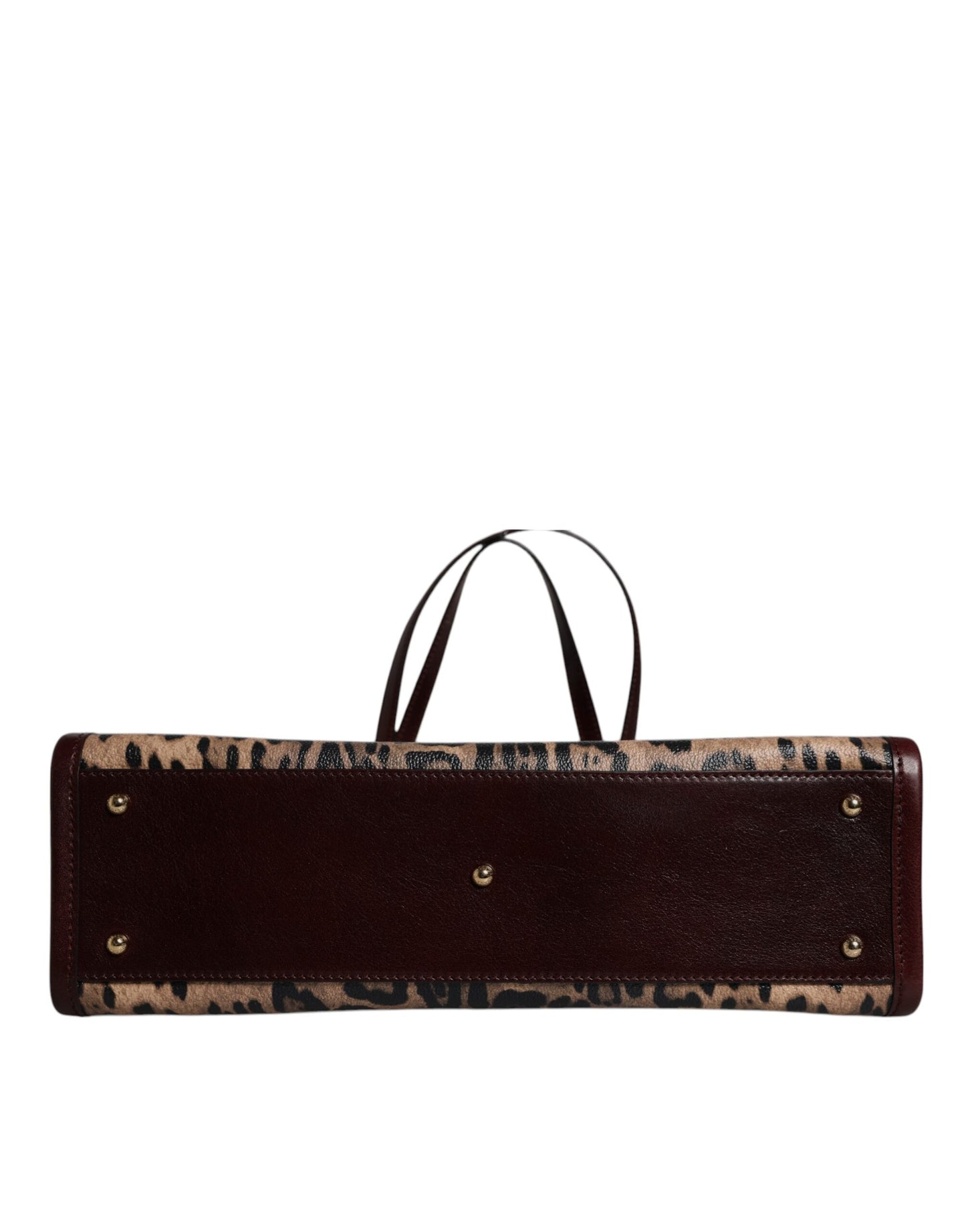 Brown Leopard Leather Shoulder Strap Tote Bag