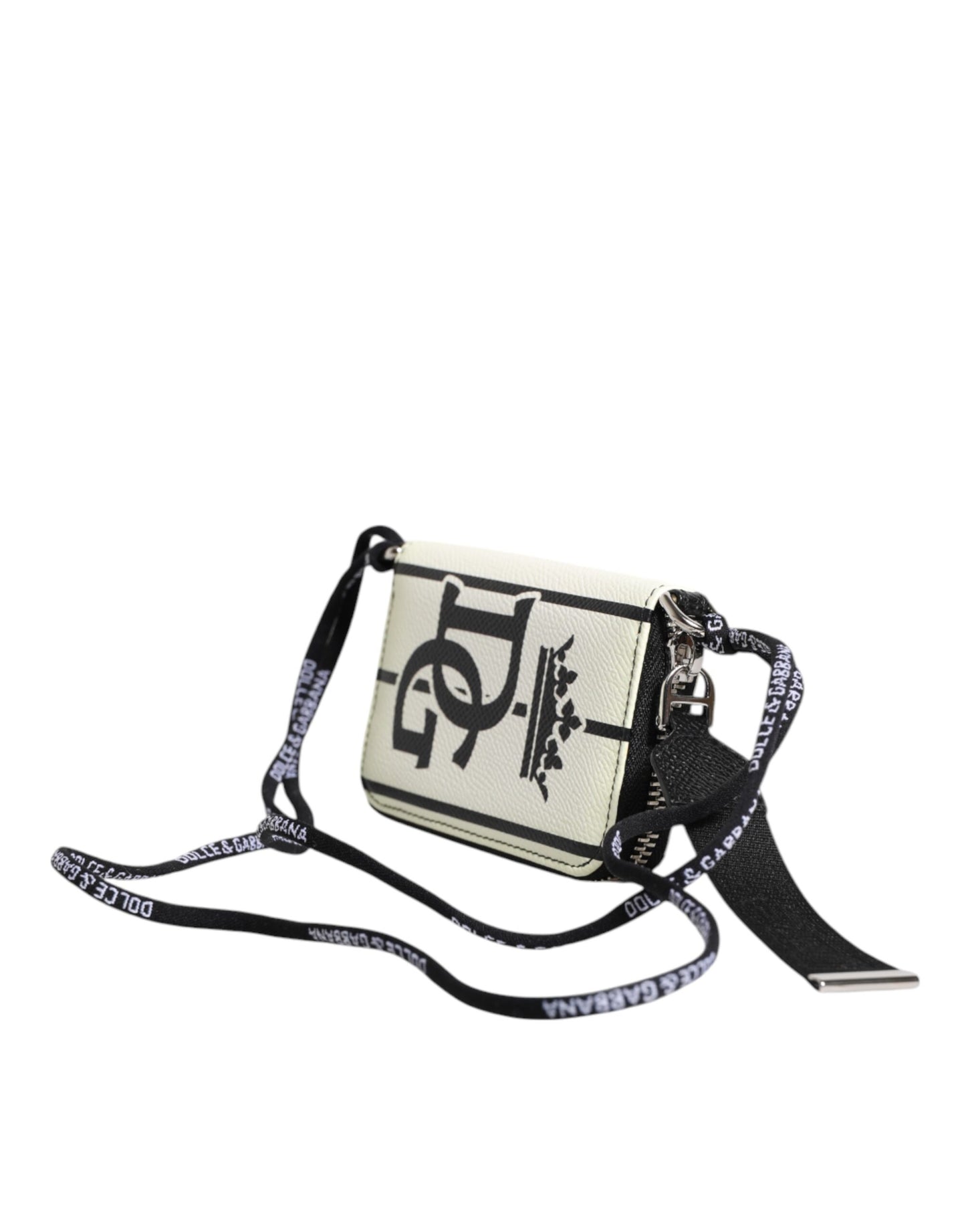White Leather SICILY DG Crown Purse Cross Body Bag