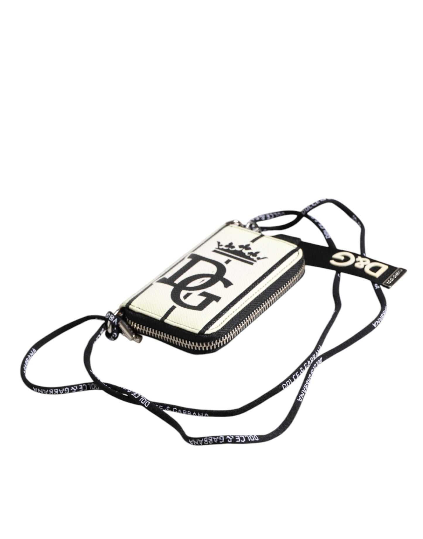 White Leather SICILY DG Crown Purse Cross Body Bag