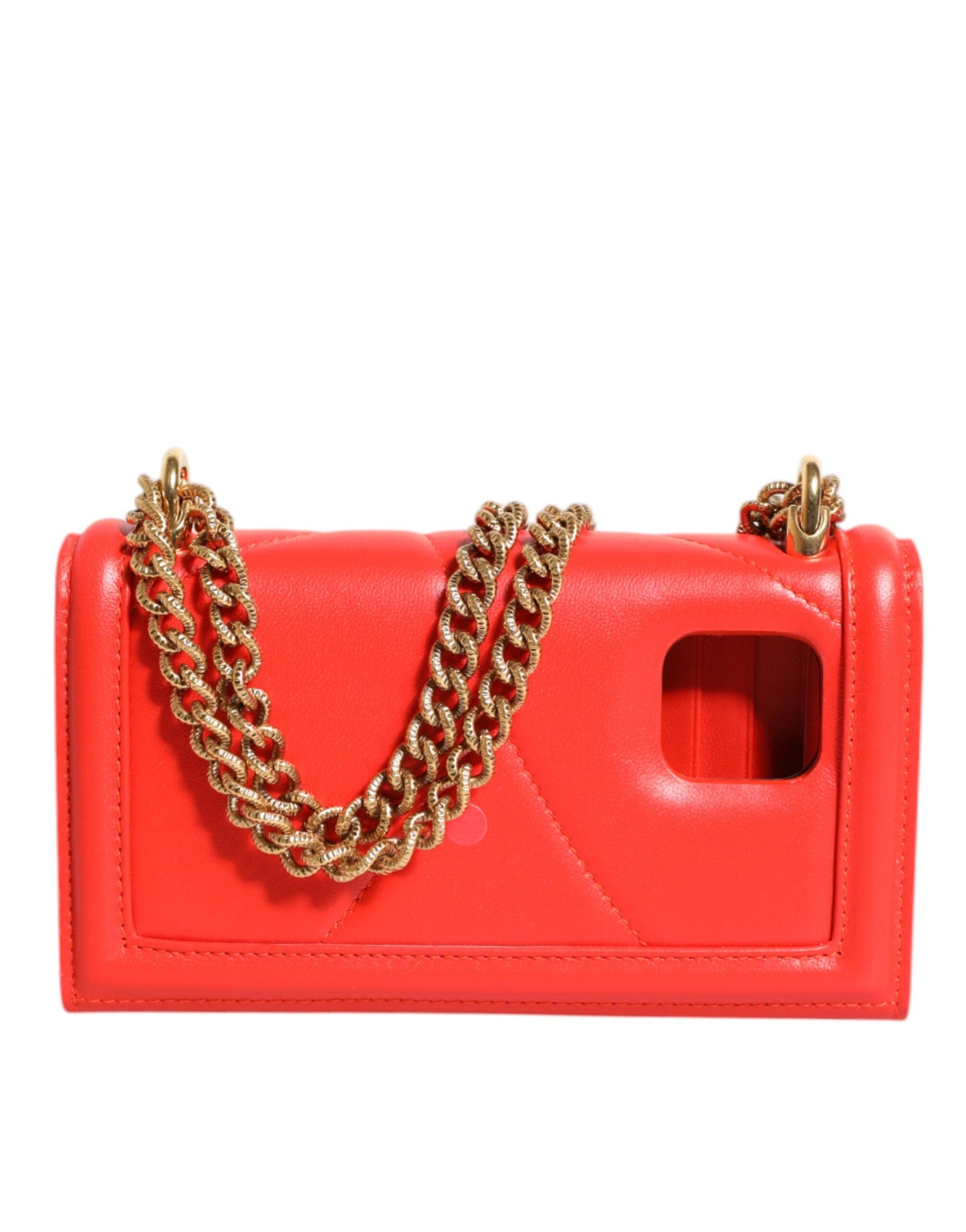 Red Leather Quilted Devotion Crossbody Phone Cover Bag