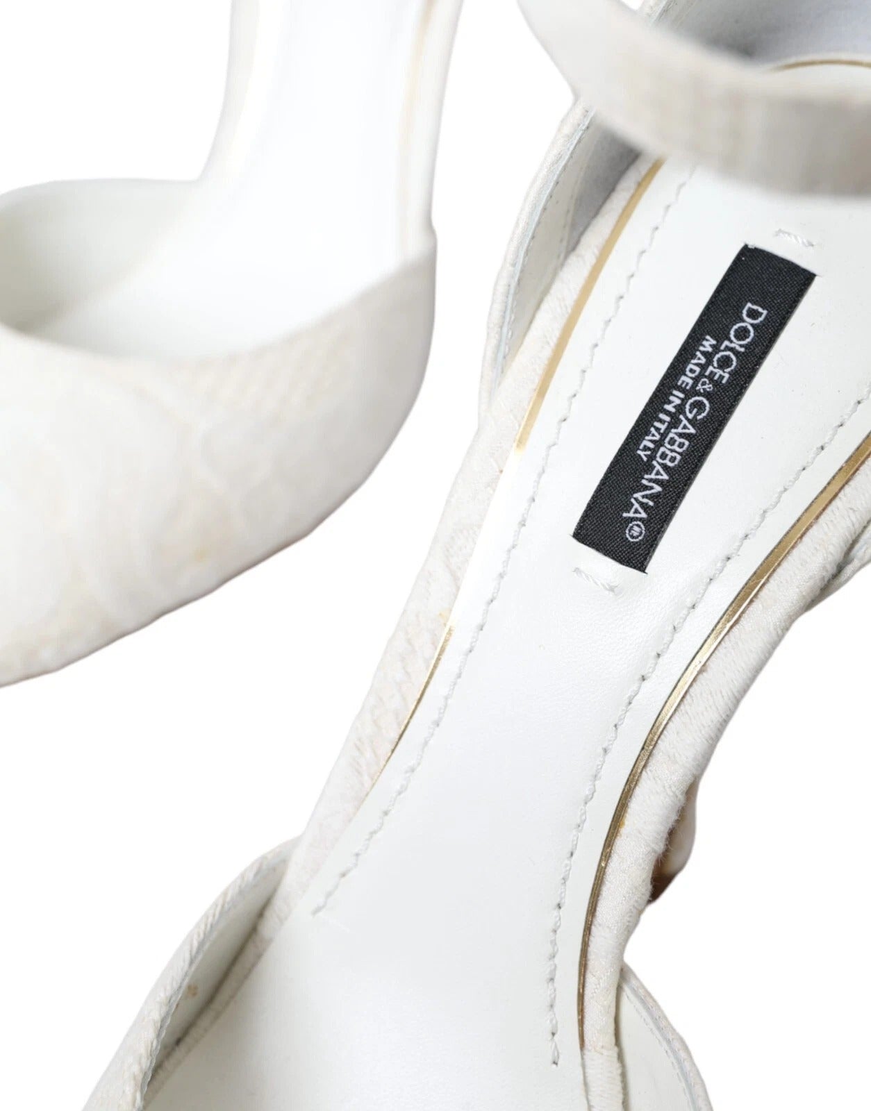White Floral Jacquard Mary Janes Heels Pumps Shoes