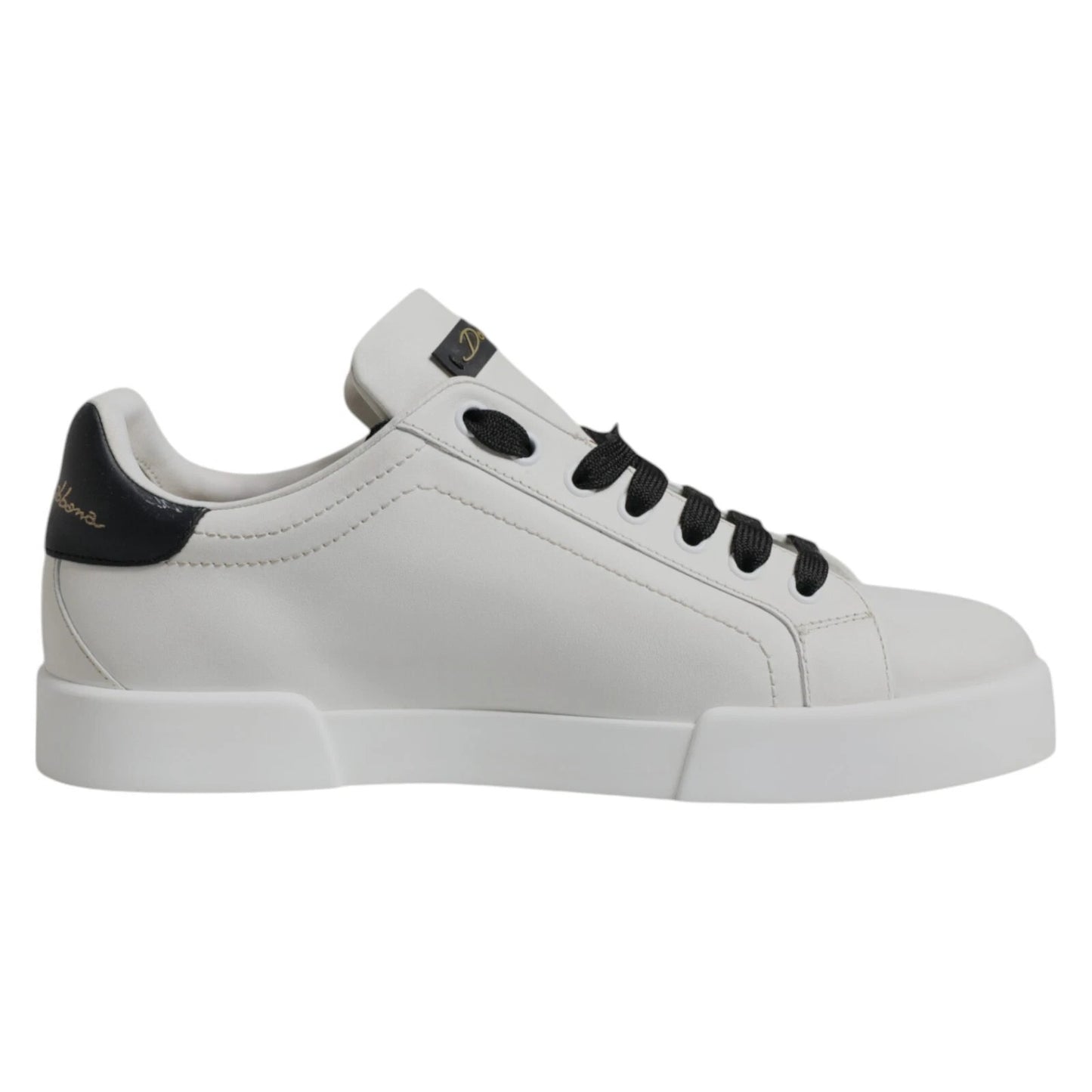 White Leather DG Logo Low Top Sneakers Shoes