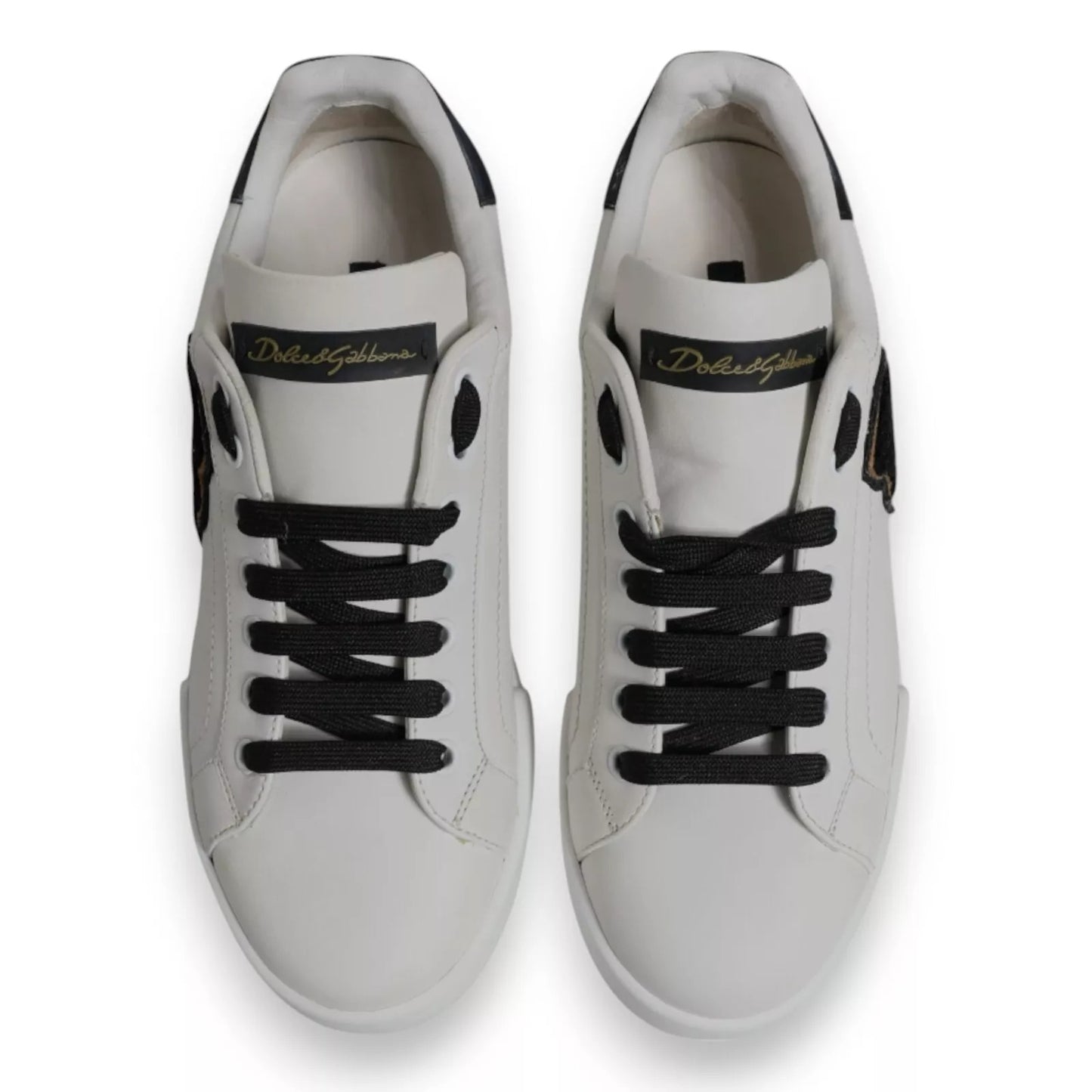 White Leather DG Logo Low Top Sneakers Shoes