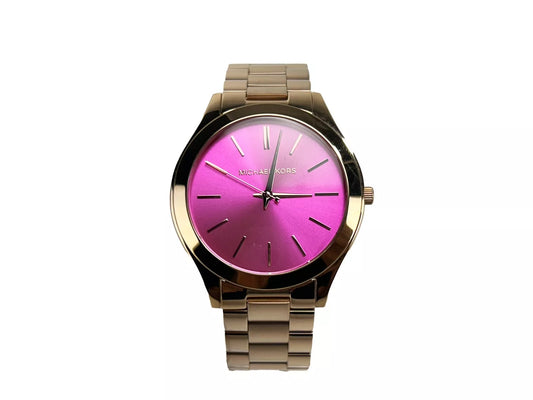 Slim Runway Stainless Steel Watch MK3291 Pink Silver