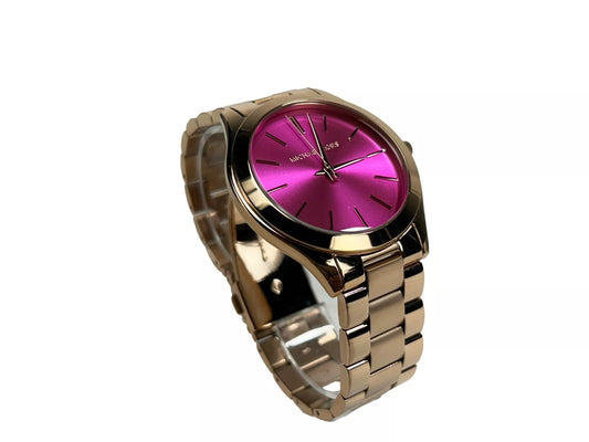 Slim Runway Stainless Steel Watch MK3291 Pink Silver