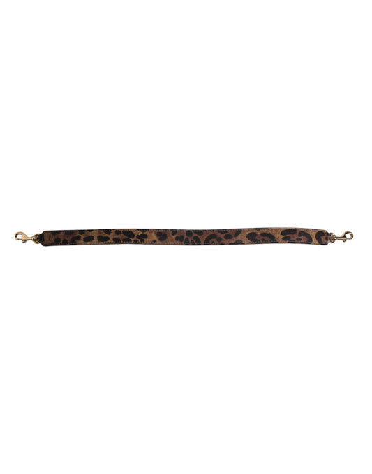 Brown Leopard Calf Leather Bag Shoulder Strap