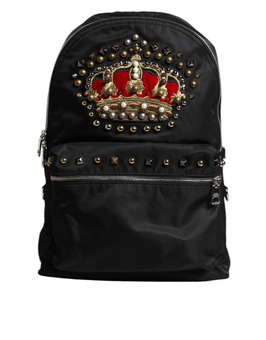 Black Nylon DG Crown Embellished Backpack VULCANO Bag