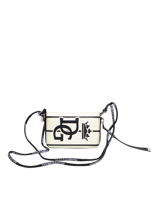 White Leather SICILY DG Crown Purse Cross Body Bag