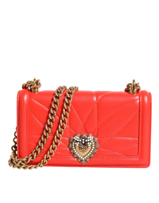 Red Leather Quilted Devotion Crossbody Phone Cover Bag