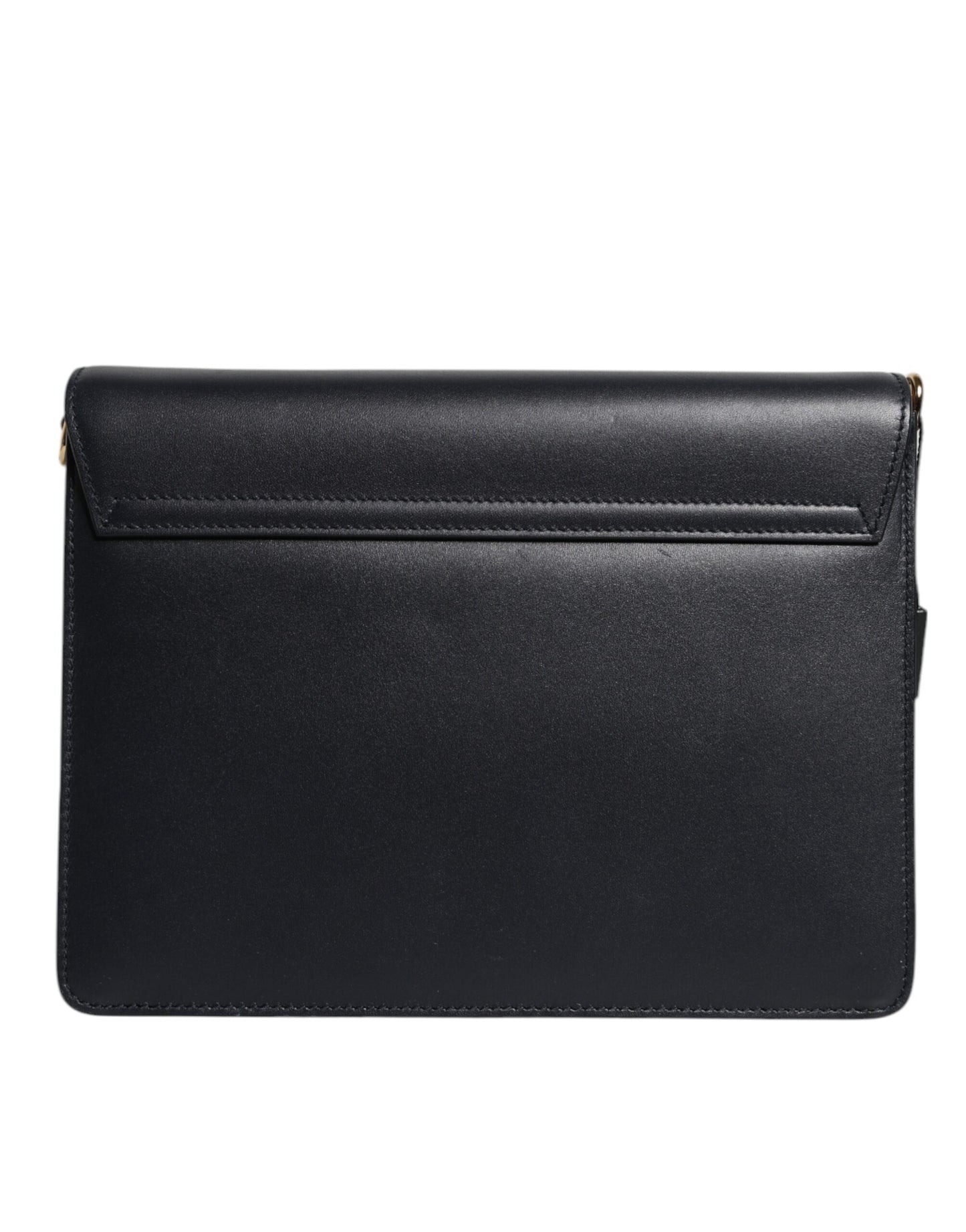 Black Leather Logo Gold Crossbody Purse Bag