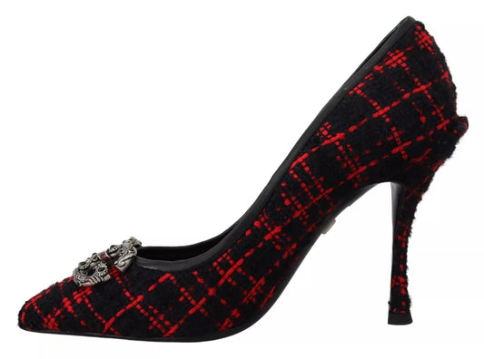 Red Black Tweed DG Amore Heels Pumps Shoes