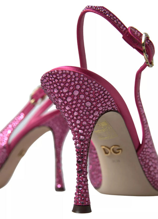 Pink Slingbacks Crystal Pumps Shoes