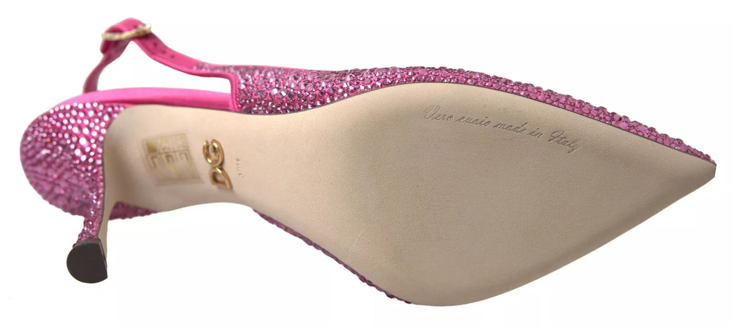 Pink Slingbacks Crystal Pumps Shoes
