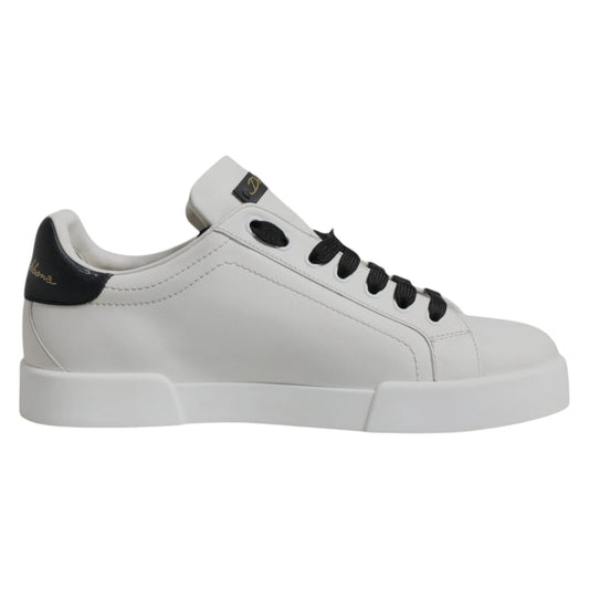 White Leather DG Logo Low Top Sneakers Shoes