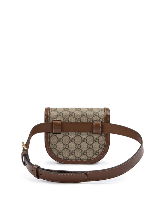 GG Beige Monogram Horsebit 1955 Belt Bag