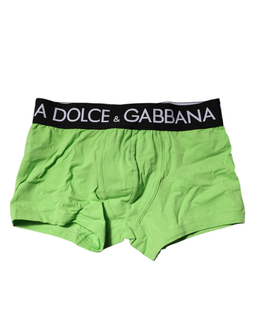Green Cotton Regular Men Boxer Brief Underwear